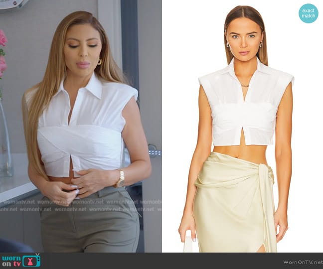 Simkhai Emie Cropped Box Sleeve Top worn by Larsa Pippen (Larsa Pippen) on The Real Housewives of Miami