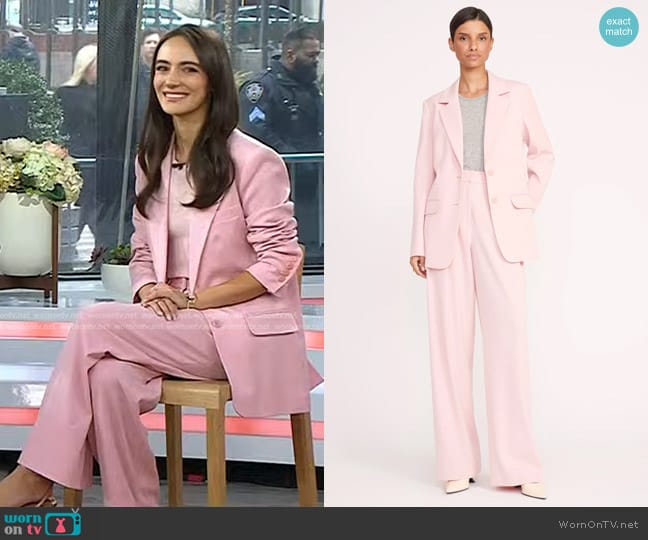 Staud City Longline Blazer in Cherry Blossom worn by Liv Perez on Today