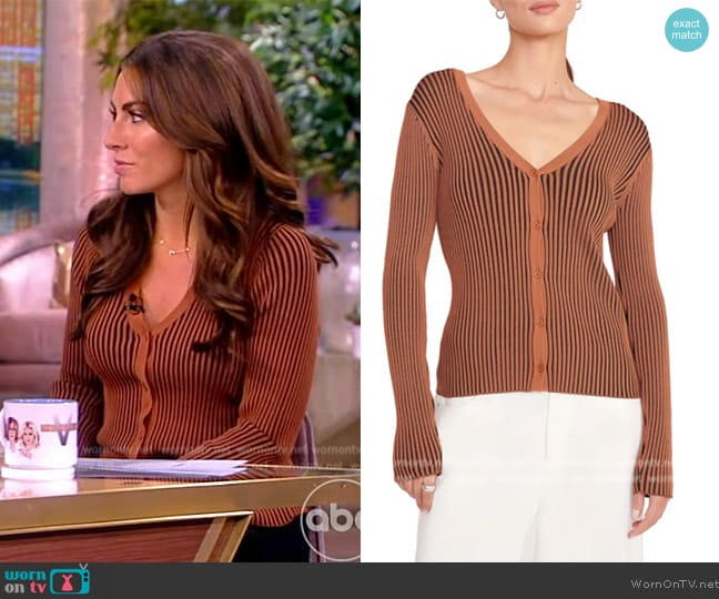 Staud Fitted Rib-Knit Cardigan worn by Alyssa Farah Griffin on The View