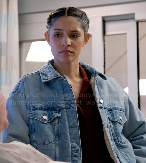 Stella’s fleece-lined denim jacket on Chicago Fire