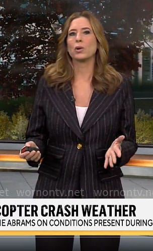 Stephanie Abram’s black striped blazer on CBS Mornings