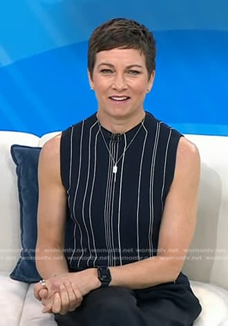 Stephanie’s black striped sleeveless top on Today