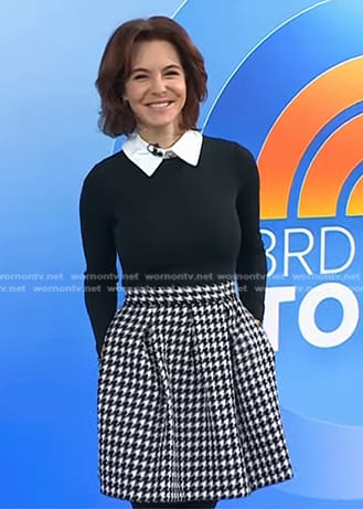 Stephanie Ruhle’s black contrast houndstooth mini dress on Today
