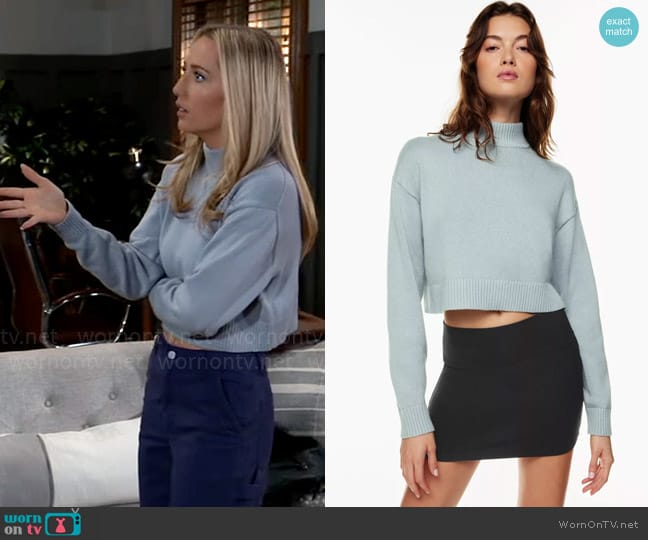 Sunday Best Scottie Turtleneck in Foil Grey worn by Josslyn Jacks (Eden McCoy) on General Hospital