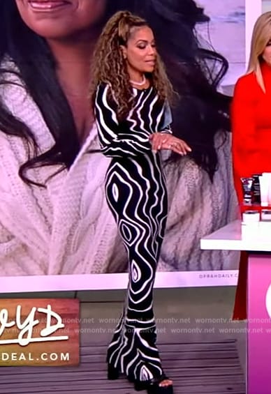 Sunny’s abstract swirl print dress on The View