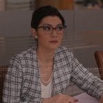 Susan’s grey checked tweed jacket on So Help Me Todd