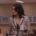 Susan’s plaid whipstitch trim blazer and skirt set on So Help Me Todd