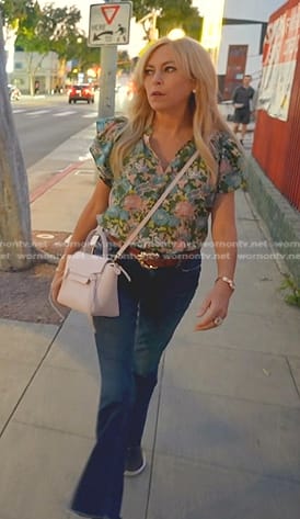 Sutton’s floral ruffle blouse on The Real Housewives of Beverly Hills