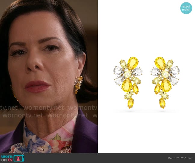 Swarovski Crystal Mixed Cuts Flower Gema Drop Earrings worn by Margaret Wright (Marcia Gay Harden) on So Help Me Todd