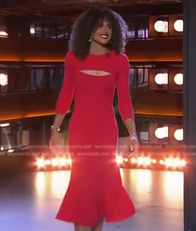 Sydney McLaughlin-Levrone’s red ribbed cutout dress on The Kelly Clarkson Show