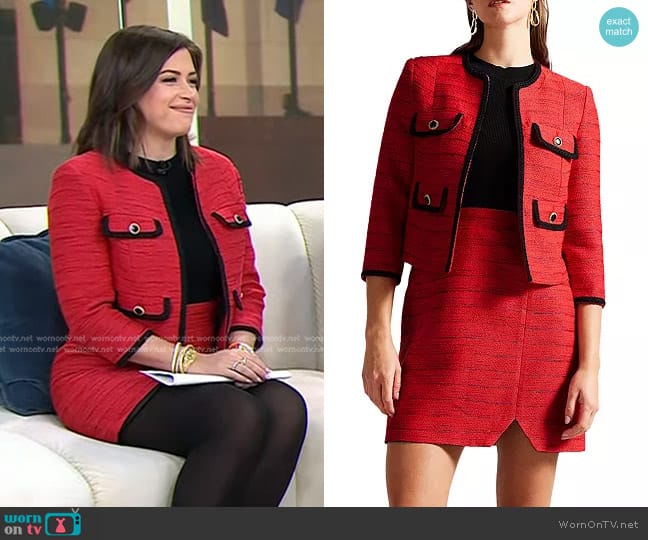 Ted Baker Open Front Bouclé Jacket worn by Chloe Melas on Today