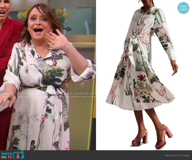 Ted Baker Ttayla Floral Long Sleeve Belted Shirtdress worn by Rachel Dratch on Good Morning America
