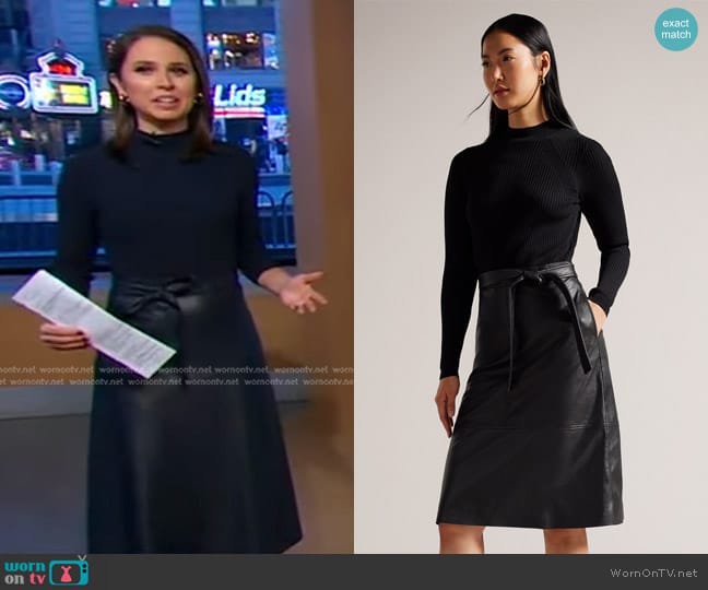 Ted Baker Alltaa Knitted Mixed Media Dress worn by Elizabeth Schulze on Good Morning America