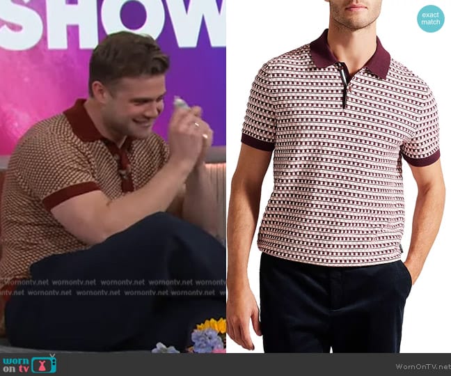 Ted Baker Notae Cotton Blend Polo Shirt worn by Tom Holland on The Kelly Clarkson Show