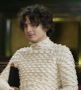Timothee Chalamet’s ivroy fish scale sweater on Good Morning America