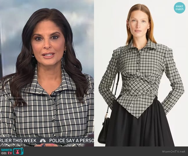 Tory Burch Plaid Wrap Shirt worn by Darlene Rodriguez on Today
