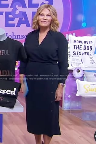 Tory’s navy button down wrap dress on Good Morning America