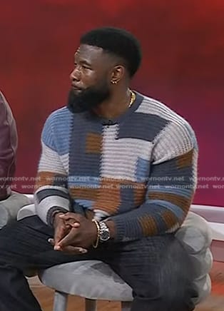 Trevante Rhodes’s colorblock mohair sweater on Today