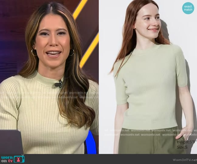 Uniqlo Extra Fine Merino Ribbed Mock Neck Sweater worn by Deirdre Bosa on NBC News Daily
