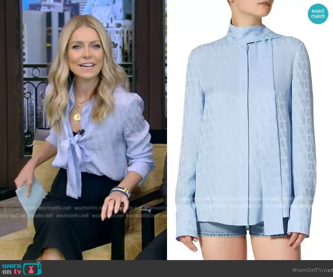 Valentino Garavani Toile Iconographe Silk Jacquard Blouse worn by Kelly Ripa on Live with Kelly and Mark