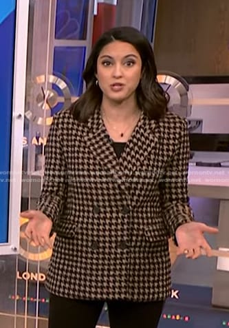 Valerie Castro’s houndstooth blazer on NBC News Daily