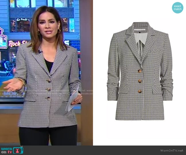 Veronica Beard Berkshire Dickey Houndstooth Jacket worn by Rebecca Jarvis on Good Morning America