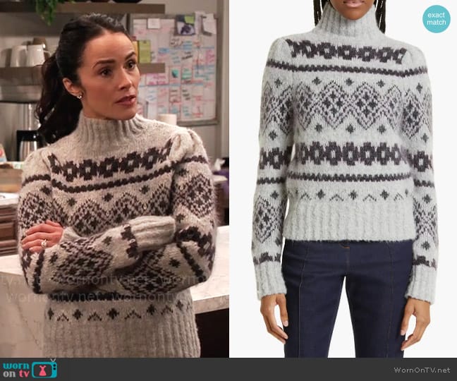 Veronica Beard Chiana Fair Isle Sweater worn by Julia Mariano (Abigail Spencer) on Extended Family