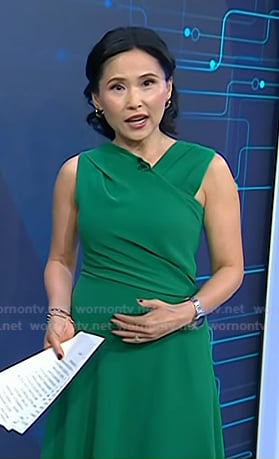 Vicky’s green asymmetric midi dress on Today