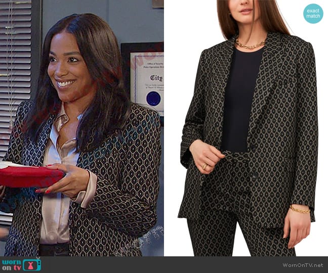 Vince Camuto Geo Jacquard Ponte Blazer worn by Jada Hunter (Elia Cantu) on Days of our Lives