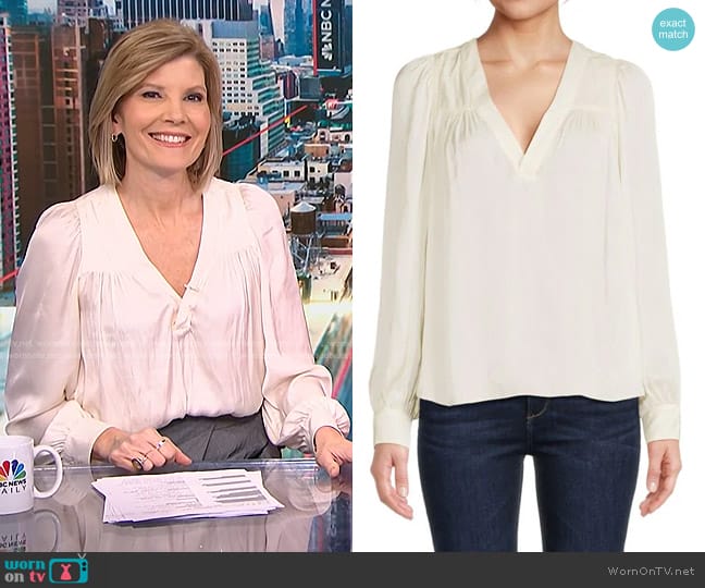 Zadig & Voltaire Telia V Neck Satin Top?? worn by Kate Snow on NBC News Daily