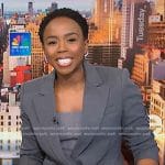 Zinhle’s grey double breasted blazer on NBC News Daily