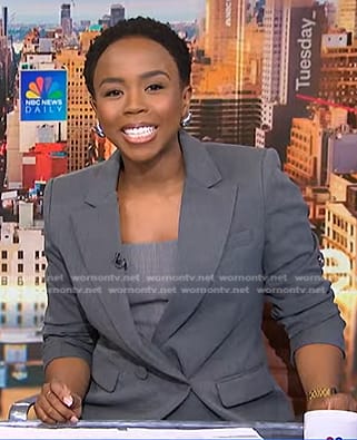 Zinhle’s grey double breasted blazer on NBC News Daily