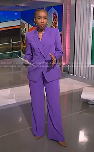 Zinhle’s purple blazer and pants on NBC News Daily