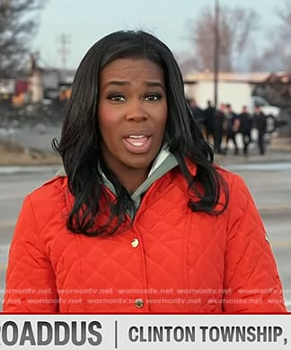 Adrienne Broaddus’s orange quilted jacket on Today