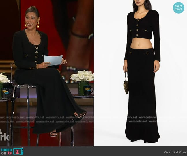 Alessandra Rich Cropped boucle jacket worn by Elaine Welteroth on Live with Kelly and Mark
