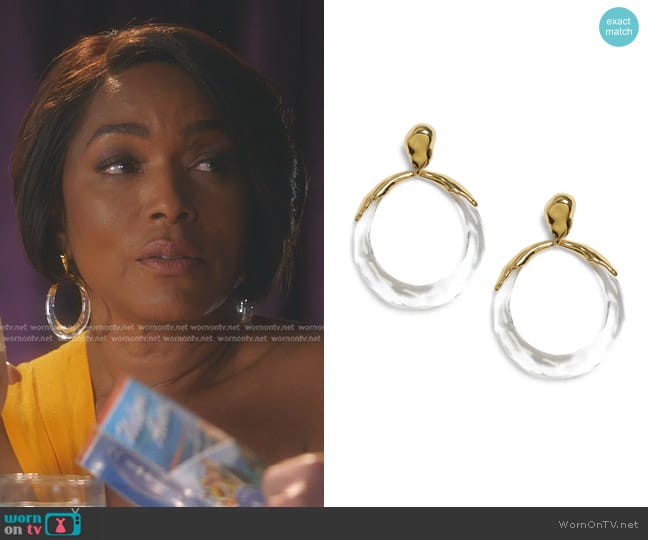 Alexis Bittar Molten Drop Earrings worn by Athena Grant (Angela Bassett) on 9-1-1