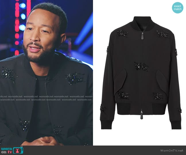 Burberry Crystal-Embellished Harrington Jacket worn by John Legend on The Voice