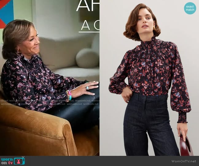 Derek Lam Collective Smocked Neck Top worn by Robin Roberts on Good Morning America