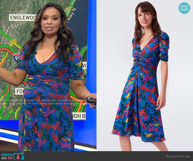 Diane von Furstenberg Koren Reversible Mesh Midi Dress worn by Adelle Caballero on Today
