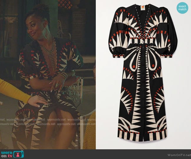 FARM Rio Coconut Grove Printed V Neck Maxi Dress worn by Malika Williams (Zuri Adele) on Good Trouble