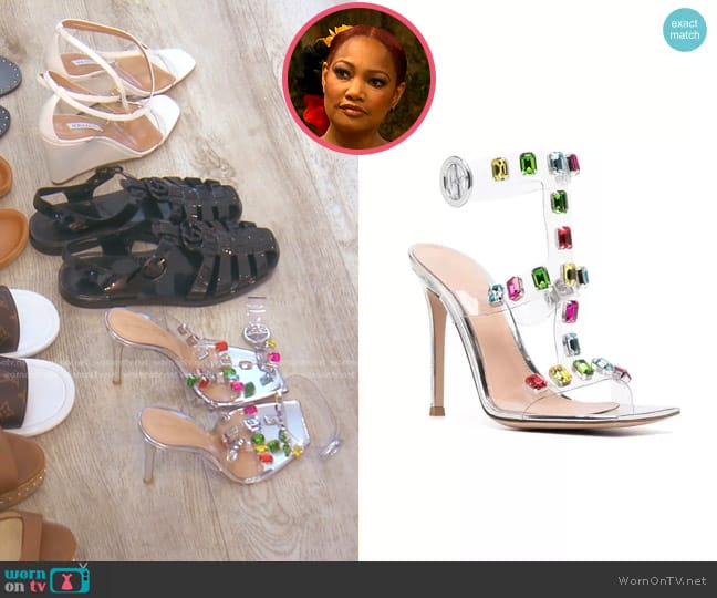 Gianvito Rossi Crystal-Embellished 105mm Sandals worn by Garcelle Beauvais on The Real Housewives of Beverly Hills