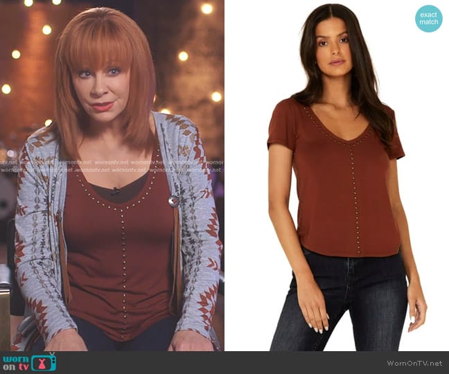 Idyllwind Honky Tonk Stud Short Sleeve Tee in Rust Copper worn by Reba McEntire on The Voice