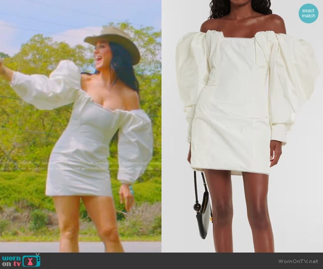 Jacquemus Puff-Sleeve Taffeta Mini Dress worn by Katy Perry on American Idol
