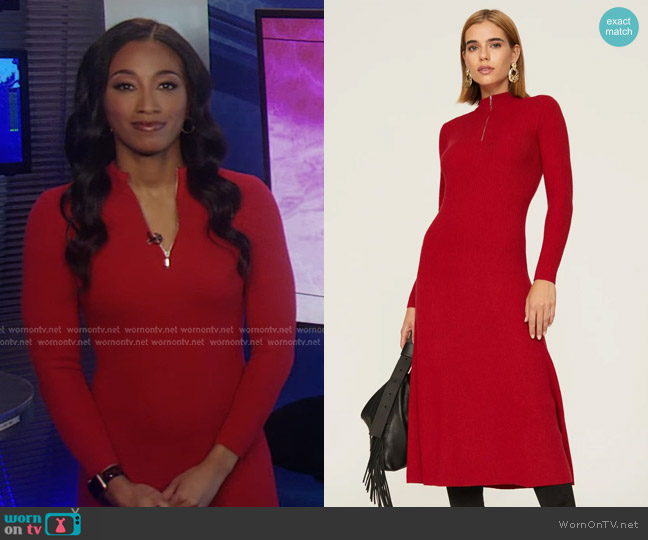 Jason Wu Collective Quarter Zip Dress in Red worn by Brittany Bell on Good Morning America
