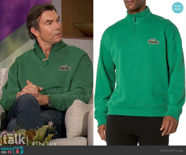 Lacoste Unisex Organic Cotton Quarter-Zip Sweatshirt worn by Jerry O'Connell on The Talk