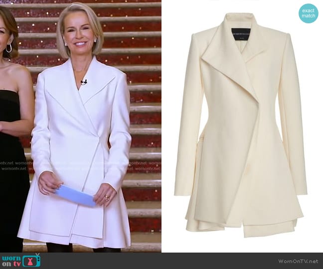 Brandon Maxwell Layered Wool-Silk Mini Blazer Dress worn by Dr. Jennifer Ashton on Good Morning America