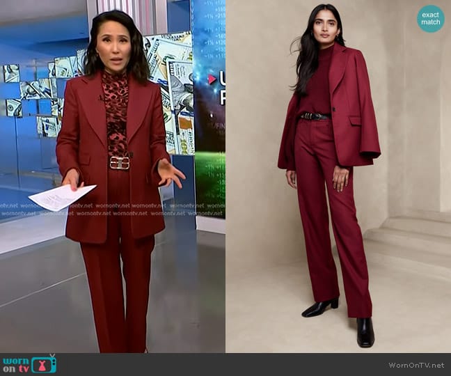 Banana Republic Lido Blazer in Malbec Red worn by Vicky Nguyen on NBC News Daily
