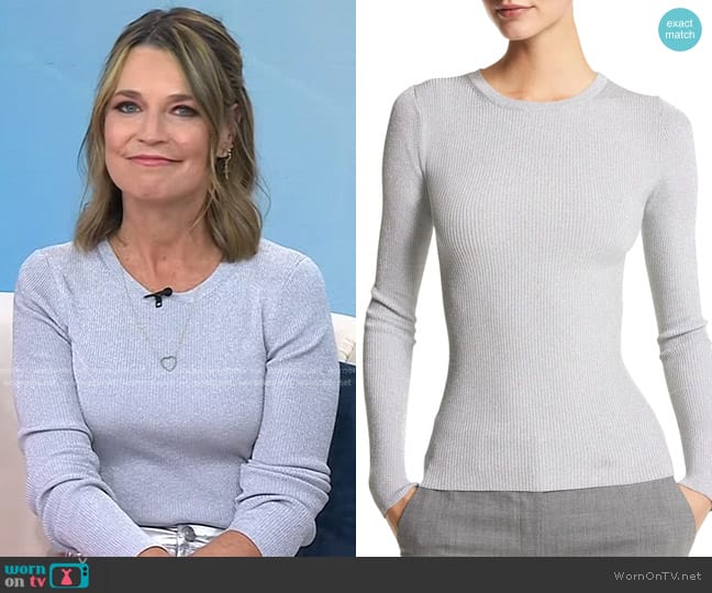 Michael Kors Collection Hutton Metallic Cashmere Rib Sweater worn by Savannah Guthrie on Today