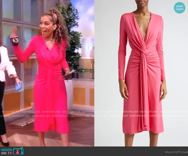 Michael Kors Collection Knot Front Long Sleeve Knit Dress worn by Sunny Hostin on The View