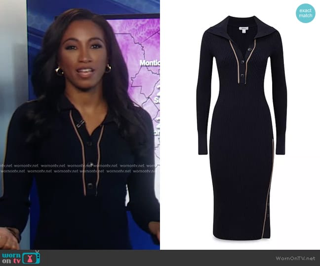 Reiss Michelle Contrast Trim Ribbed Sweater Dress worn by Brittany Bell on Good Morning America